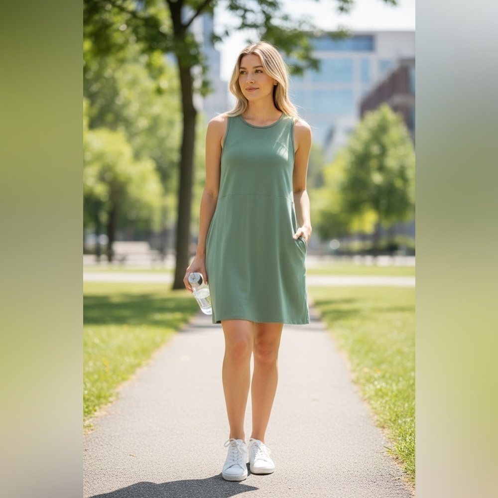 Willow Blossom Athletic Dress-Mesh Bodice-Built in Bra-Front Pockets
